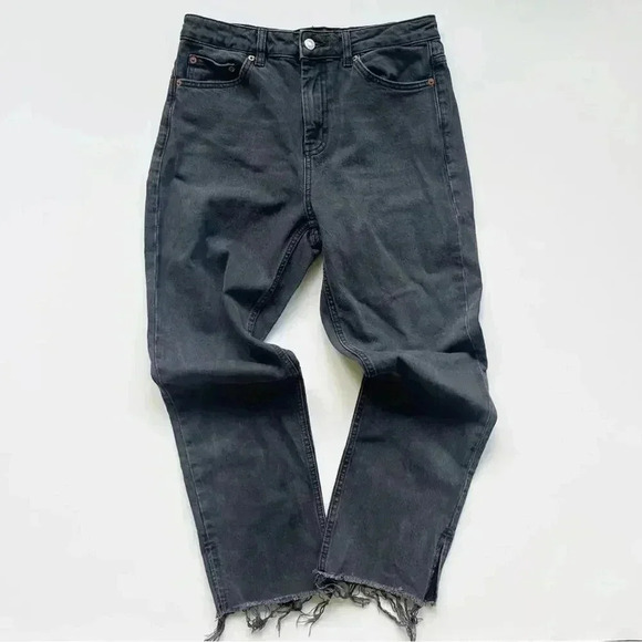 Topshop Black High Rise Split Hem Straight
Leg Jeans 30 - Picture 2 of 6